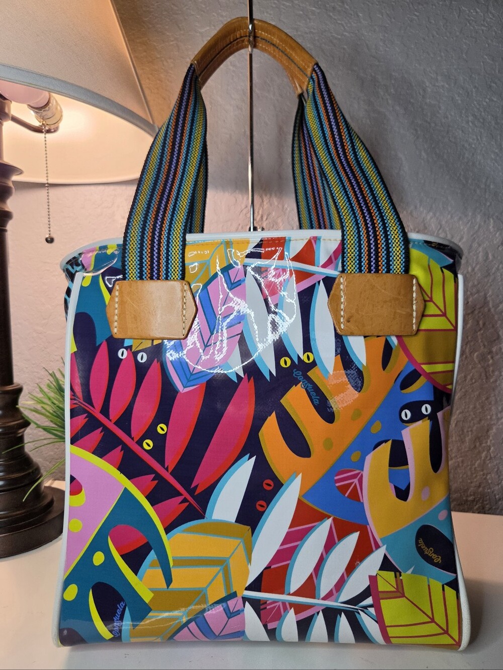 Consuela Maya Classic Tote Retired Tropical Multicolor Leather Trim
